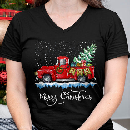 Christmas Shirts for Family, Funny christmas shirts, Christmas Unisex T-Shirt/Hoodie/Sweatshirt HLT00 - Vintage Merry Christmas Red Truck Old Fashioned Christmas Long Sleeve T-Shirt