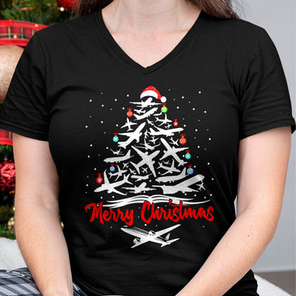 Christmas Shirts for Family, Funny christmas shirts, Christmas Unisex T-Shirt/Hoodie/Sweatshirt HLT00 - Airplane Christmas Tree tshirts T-Shirt