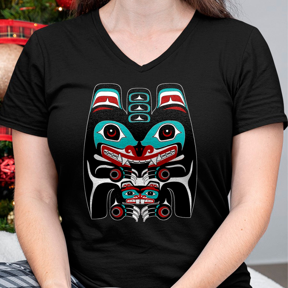 Native American T-Shirts, Vintage Native American Unisex T-Shirt/Hoodie/Sweatshirt HLT00 - Indigenous Alaska Native American Art Style Bear & Beaver T-Shirt