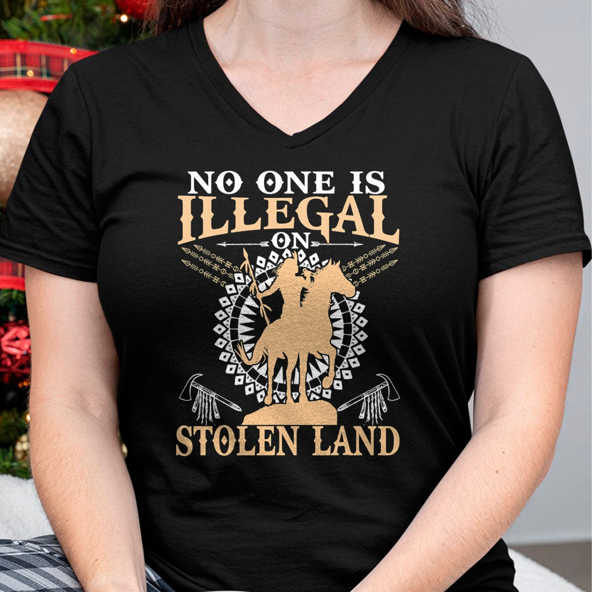 Native American T-Shirts, Vintage Native American Unisex T-Shirt/Hoodie/Sweatshirt HLT00 - No One Is Illegal on Stolen Land Tee Gifts Native Americans T-Shirt (1)