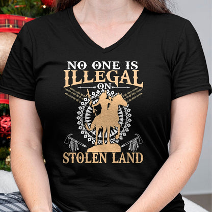 Native American T-Shirts, Vintage Native American Unisex T-Shirt/Hoodie/Sweatshirt HLT00 - No One Is Illegal on Stolen Land Tee Gifts Native Americans T-Shirt (1)