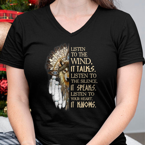 Native American T-Shirts, Vintage Native American Unisex T-Shirt/Hoodie/Sweatshirt HLT00 - Listen to the wind Eagle native american T-Shirt