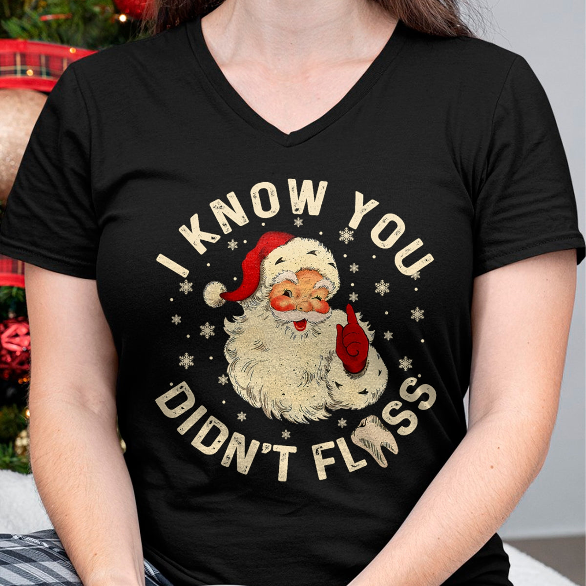 Christmas Shirts for Family, Funny christmas shirts, Christmas Unisex T-Shirt/Hoodie/Sweatshirt HLT00 - Funny Santa I Know You Didn_t Floss Dentist Dental Christmas T-Shirt