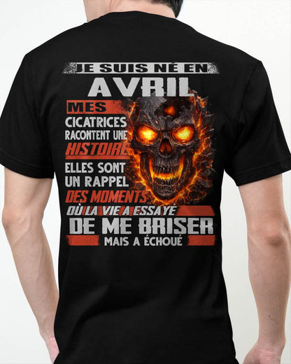 Je Suis Né en Avril – Mes Cicatrices Racontent Une Histoire | T-Shirt Homme Fort - male fr04 / CCDI04 (SKU26T-01175-04)