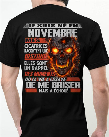 Je Suis Né en Novembre – Mes Cicatrices Racontent Une Histoire | T-Shirt Homme Fort - male fr11 / CCDI11 (SKU26T-01175-11)