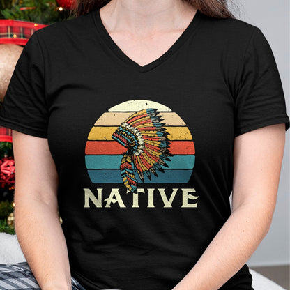 Native American T-Shirts, Vintage Native American Unisex T-Shirt/Hoodie/Sweatshirt HLT00 - Native Indian Retro Headdress Native American Blood Pride T-Shirt