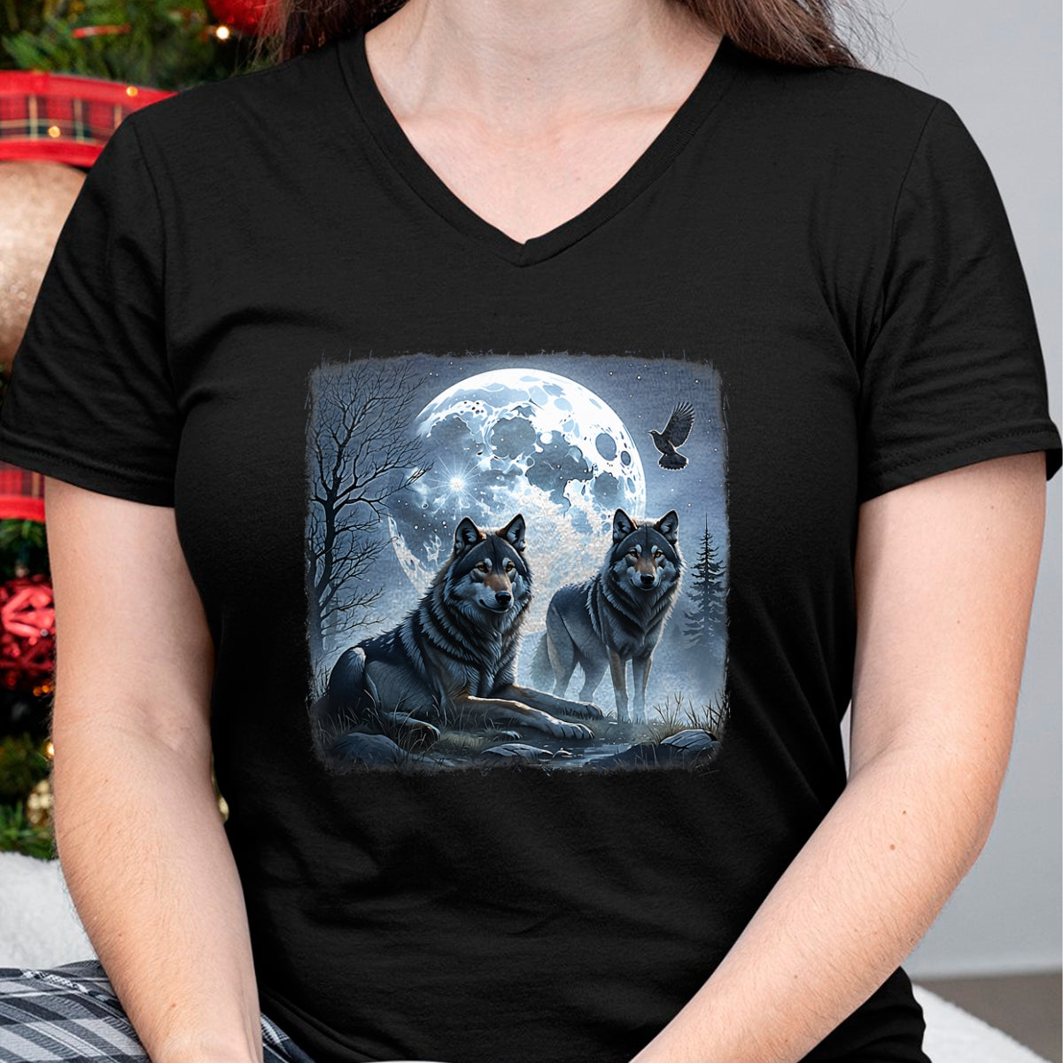 Native American T-Shirts, Vintage Native American Unisex T-Shirt/Hoodie/Sweatshirt HLT00 - Mystical Wolves Native American Full Moon Mountain 0CAS09 T-Shirt