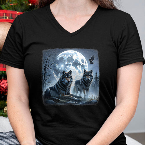 Native American T-Shirts, Vintage Native American Unisex T-Shirt/Hoodie/Sweatshirt HLT00 - Mystical Wolves Native American Full Moon Mountain 0CAS09 T-Shirt