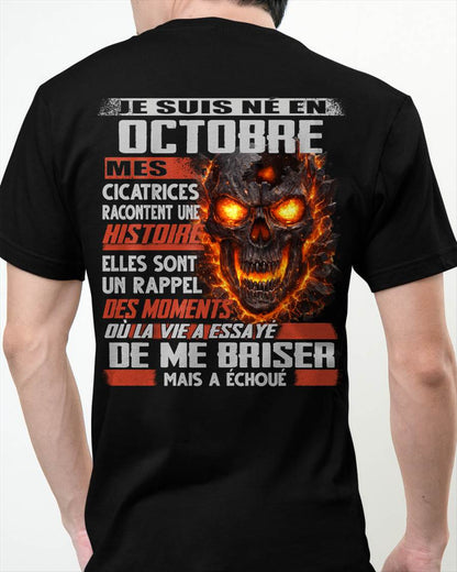 Je Suis Né en Octobre – Mes Cicatrices Racontent Une Histoire | T-Shirt Homme Fort - male fr10 / CCDI10 (SKU26T-01175-10)
