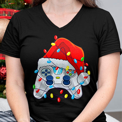 Christmas Shirts for Family, Funny christmas shirts, Christmas Unisex T-Shirt/Hoodie/Sweatshirt HLT00 - Video Game Controller Christmas Santa Hat Gamer Boys T-Shirt