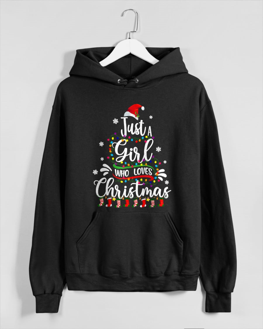 Merry Christmas Just A Girl Who Loves Christmas Tree Xmas T-Shirt (SKU-MRCM-20) FMA