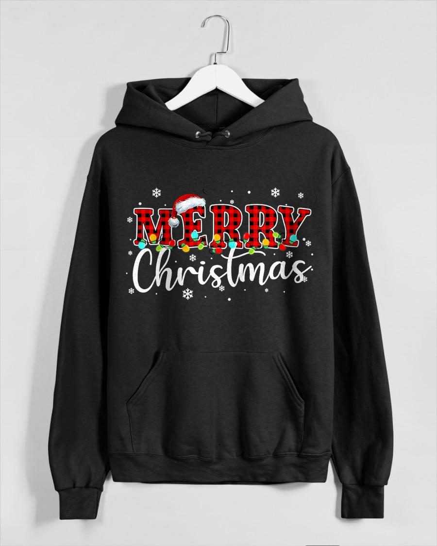 Merry Christmas Buffalo Plaid Red Santa Family Xmas Pajamas T-Shirt (SKU-MRCM-15) FMA