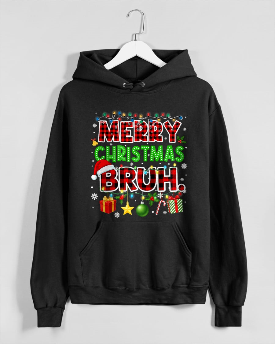 Merry Christmas Bruh Funny Red Plaid Teens Meme T-Shirt (SKU-MRCM-13) FMA