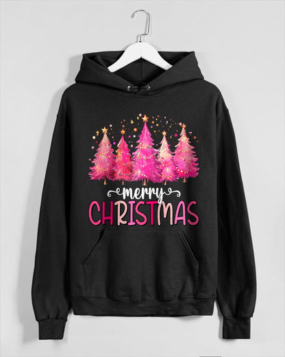 Merry and Bright Pink Christmas Tree Pink Christmas Tree T-Shirt (SKU-MRCM-12) FMA