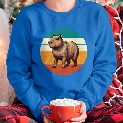 Cute Capybara Shirt, Funny Capybara Unisex T-Shirt/Hoodie/Sweatshirt HLT00 - Retro Capybara Art Long Sleeve T-Shirt