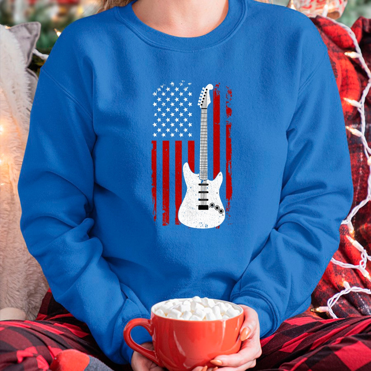Guitar Lover Shirt, Funny Guitar UnisexT-Shirt/Hoodie/Sweatshirt HLT00 - Guitar American US Flag Music Player Electric Guitarist Gift T-Shirt