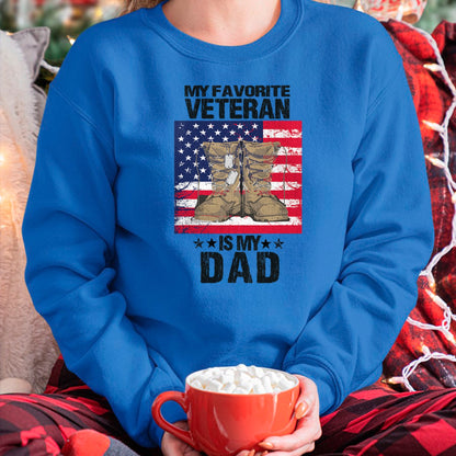 Gift for Dad Shirt, Funny Dad Unisex T-Shirt/Hoodie/Sweatshirt HLT00 – Dad Veteran My Favorite Veteran Is My Father Proud Son Kids T-Shirt