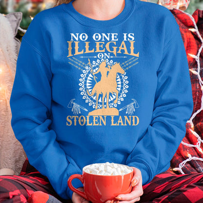 Native American T-Shirts, Vintage Native American Unisex T-Shirt/Hoodie/Sweatshirt HLT00 - No One Is Illegal on Stolen Land Tee Gifts Native Americans T-Shirt (1)