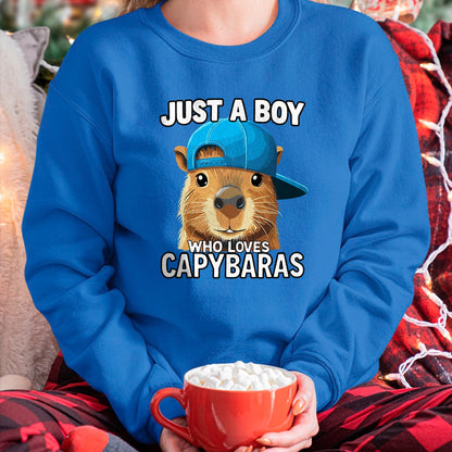 Cute Capybara Shirt, Funny Capybara Unisex T-Shirt/Hoodie/Sweatshirt HLT00 - Just A Boy Who Loves Capybaras T-Shirt