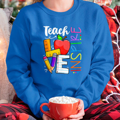 Best Teacher Shirt, Funny Teacher UnisexT-Shirt/Hoodie/Sweatshirt HLT00 - Cute Teach Love and Inspire Men Women Teacher T-Shirt
