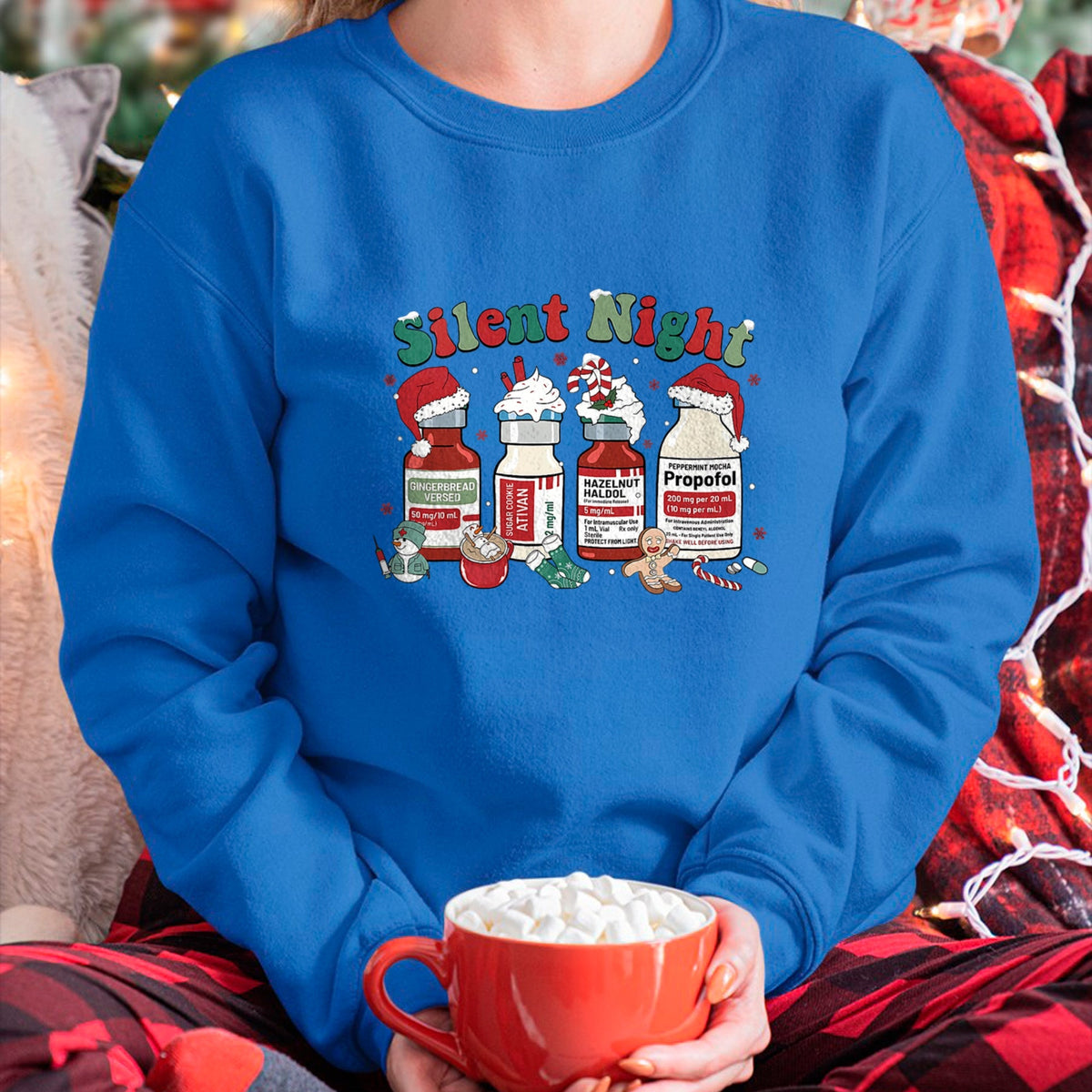 Funny Nurse Shirt, Nurse Unisex T-Shirt/Hoodie/Sweatshirt HLT00 - Retro Propofol Silent Night ICU Nurses Funny Merry Christmas T-Shirt