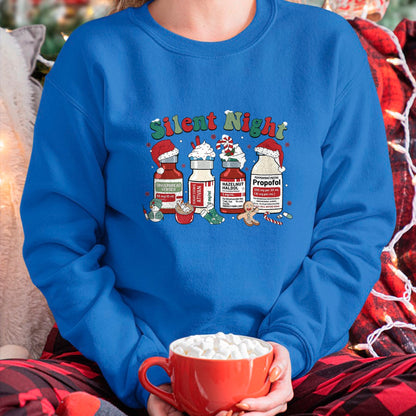 Funny Nurse Shirt, Nurse Unisex T-Shirt/Hoodie/Sweatshirt HLT00 - Retro Propofol Silent Night ICU Nurses Funny Merry Christmas T-Shirt