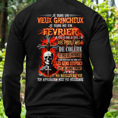 Je Suis Un Vieux Grincheux Né en Février – T-Shirt Homme Fort Caractère - male fr02 / CCDI02 (SKU26T-01141-02)