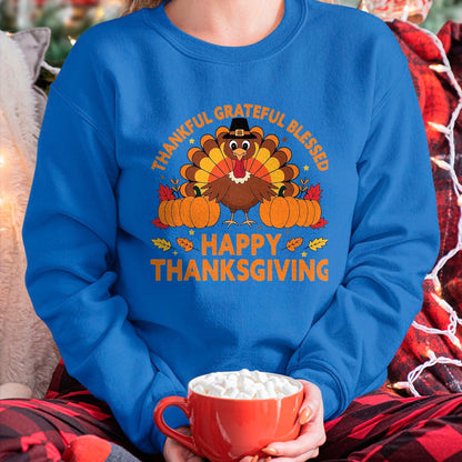 Best Thanksgiving Family Shirt , Funny Thanksgiving UnisexT-Shirt/Hoodie/Sweatshirt HLT00 - Thankful Grateful Blessed Turkey, Happy Thanksgiving T-Shirt, Men, Black, 3X-Large