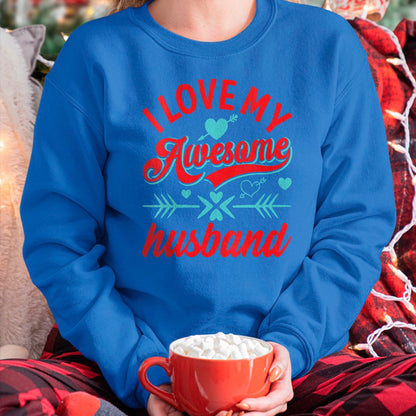 Best Wife Shirt, Wife and Husband Unisex T-Shirt/Hoodie/Sweatshirt HLT00 - Womens I Love My Awesome Husband Womens Husband Anniversary V-Neck T-Shirt