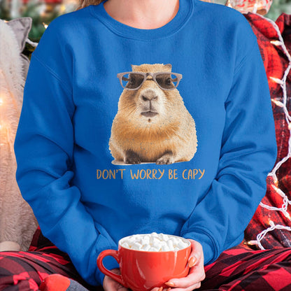 Cute Capybara Shirt, Funny Capybara Unisex T-Shirt/Hoodie/Sweatshirt HLT00 - Funny Graphic Don_t Worry Be Capy Capybara T-Shirt