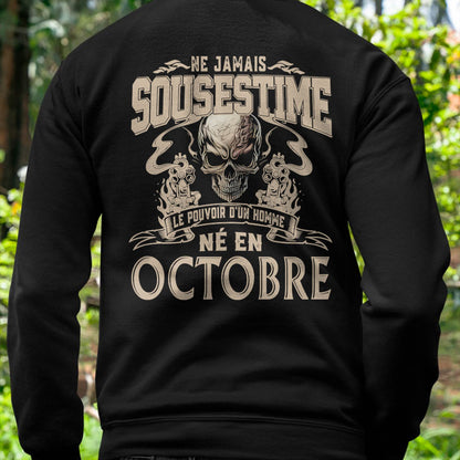 Ne Jamais Sous-estimer le Pouvoir d’un Homme Né en Octobre – T-Shirt Homme Crâne Rebelle - male fr10 / CCDI10 (SKU26T-01159-10)