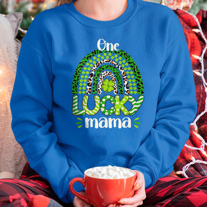 Gift for Mom Shirt, Funny Mom Unisex T-Shirt/Hoodie/Sweatshirt HLT00 - One Lucky Mom Irish Rainbow Leopard St Patricks Day T-Shirt