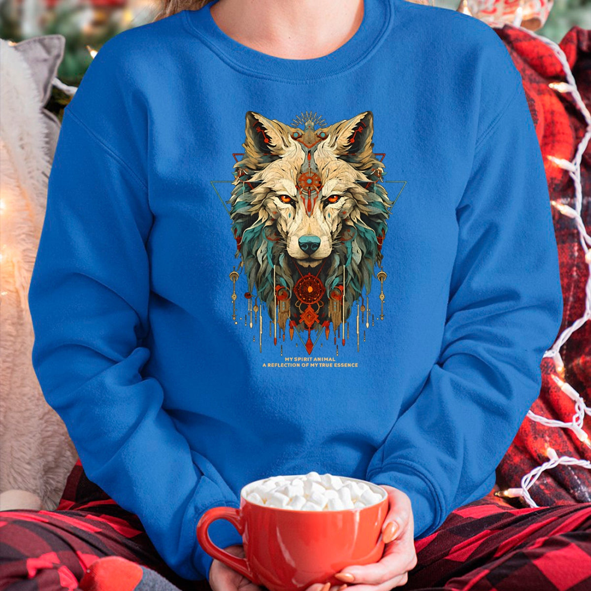 Native American T-Shirts, Vintage Native American Unisex T-Shirt/Hoodie/Sweatshirt HLT00 - Wolf Spirit Animal Sacred Shaman Native American Clan (1)