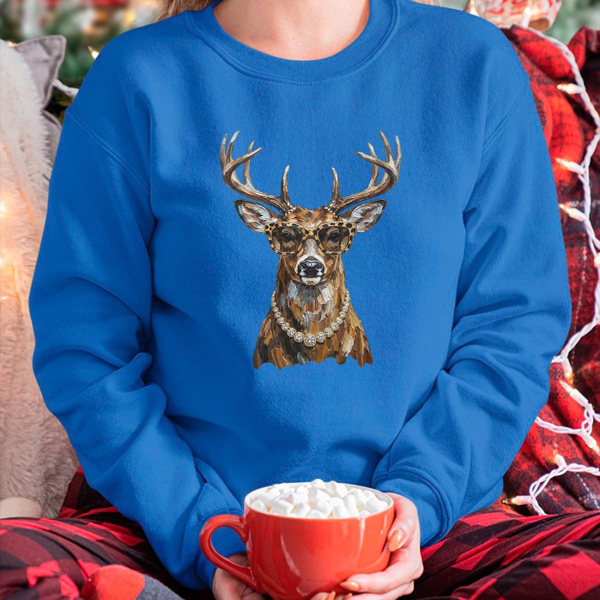 Best Thanksgiving Family Shirt , Funny Thanksgiving UnisexT-Shirt/Hoodie/Sweatshirt HLT00 - Glam Whitetail Deer Wearing Sunglasses Necklace Hunting T-Shirt