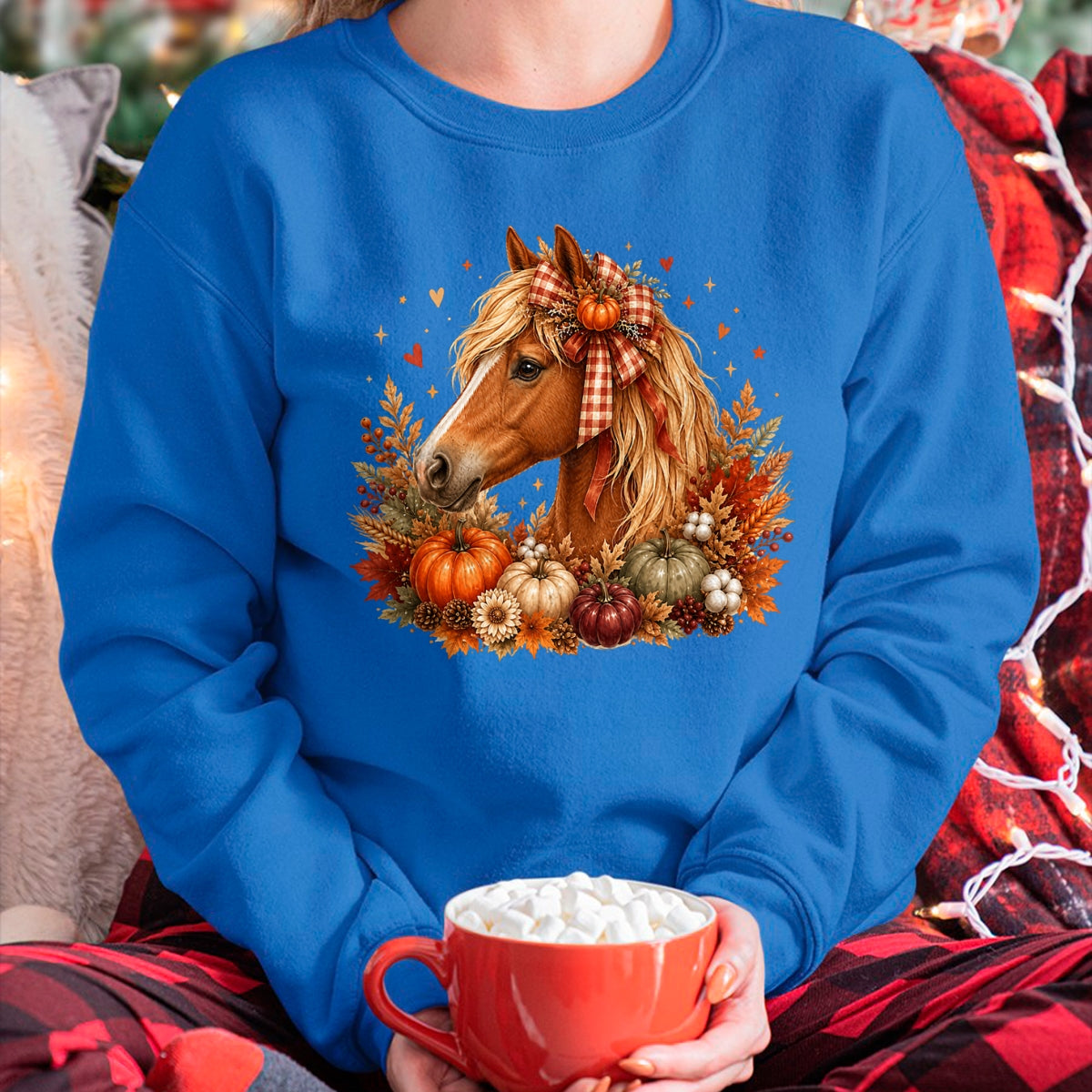 Best Horse Lover Shirt , Funny Horse UnisexT-Shirt/Hoodie/Sweatshirt HLT00 - Cute Horse Pumpkin Coquette Bow Autumn Fall Equestrian T-Shirt