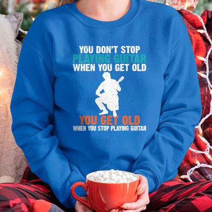 Guitar Lover Shirt, Funny Guitar UnisexT-Shirt/Hoodie/Sweatshirt HLT00 - You Dont Stop Playing Guitar When You get Old Guitar Player T-Shirt, Men, Black, 3X-Large