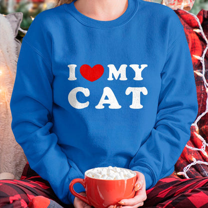 Cat Love Shirt, Funny Cat Lover Gift UnisexT-Shirt/Hoodie/Sweatshirt HLT00 - I Love My Cat, I Heart My Cat T-Shirt, Men, Dark Heather Grey, Large