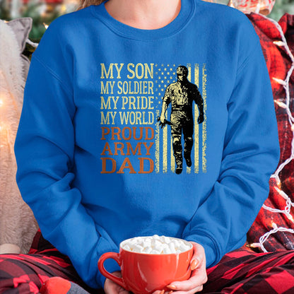 Gift for Dad Shirt, Funny Dad Unisex T-Shirt/Hoodie/Sweatshirt HLT00 – Mens My Son Is A Soldier Hero Proud Army Dad US Military Father T-Shirt
