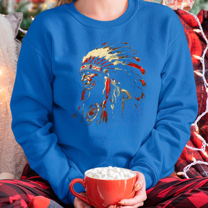 Native American T-Shirts, Vintage Native American Unisex T-Shirt/Hoodie/Sweatshirt HLT00 - Retro Native American Indian Headdress Vintage Men Graphic