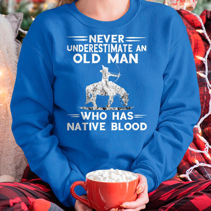 Native American T-Shirts, Vintage Native American Unisex T-Shirt/Hoodie/Sweatshirt HLT00 - Never Underestimate An Old Man Native American Warrior T-Shirt