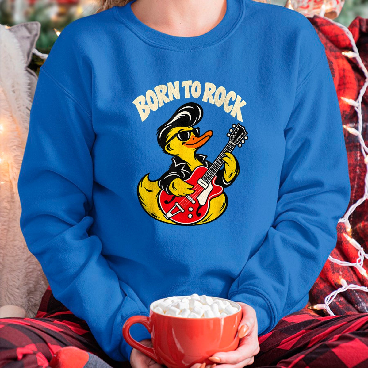 Guitar Lover Shirt, Funny Guitar UnisexT-Shirt/Hoodie/Sweatshirt HLT00 - Born Rock to 50s Rubber Ducky Playing Guitar Toddler Boys T-Shirt