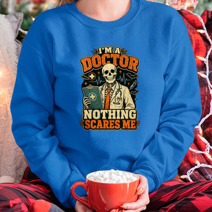 Best Doctor Shirt, Funny Doctor UnisexT-Shirt/Hoodie/Sweatshirt HLT00 - I'm a Doctor Nothing Scares Me Funny Skeleton Halloween T-Shirt