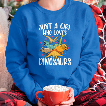 Best Dinosaur Lover Shirt, Funny Dinosaur UnisexT-Shirt/Hoodie/Sweatshirt HLT00 - Just a Girl Who Loves Dinosaurs Women Teen Girls Dinosaur T-Shirt