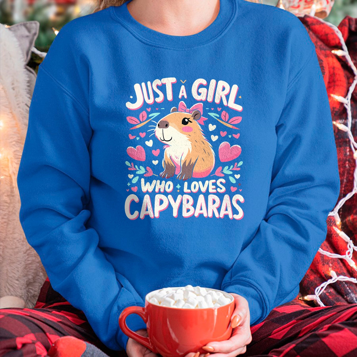 Cute Capybara Shirt, Funny Capybara Unisex T-Shirt/Hoodie/Sweatshirt HLT00 - Just a Girl who Loves Capybaras T-Shirt (5)