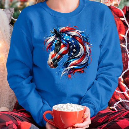 Best Horse Lover Shirt , Funny Horse UnisexT-Shirt/Hoodie/Sweatshirt HLT00 - Horse 4th of July Patriotic Horse Graphic American Flag T-Shirt