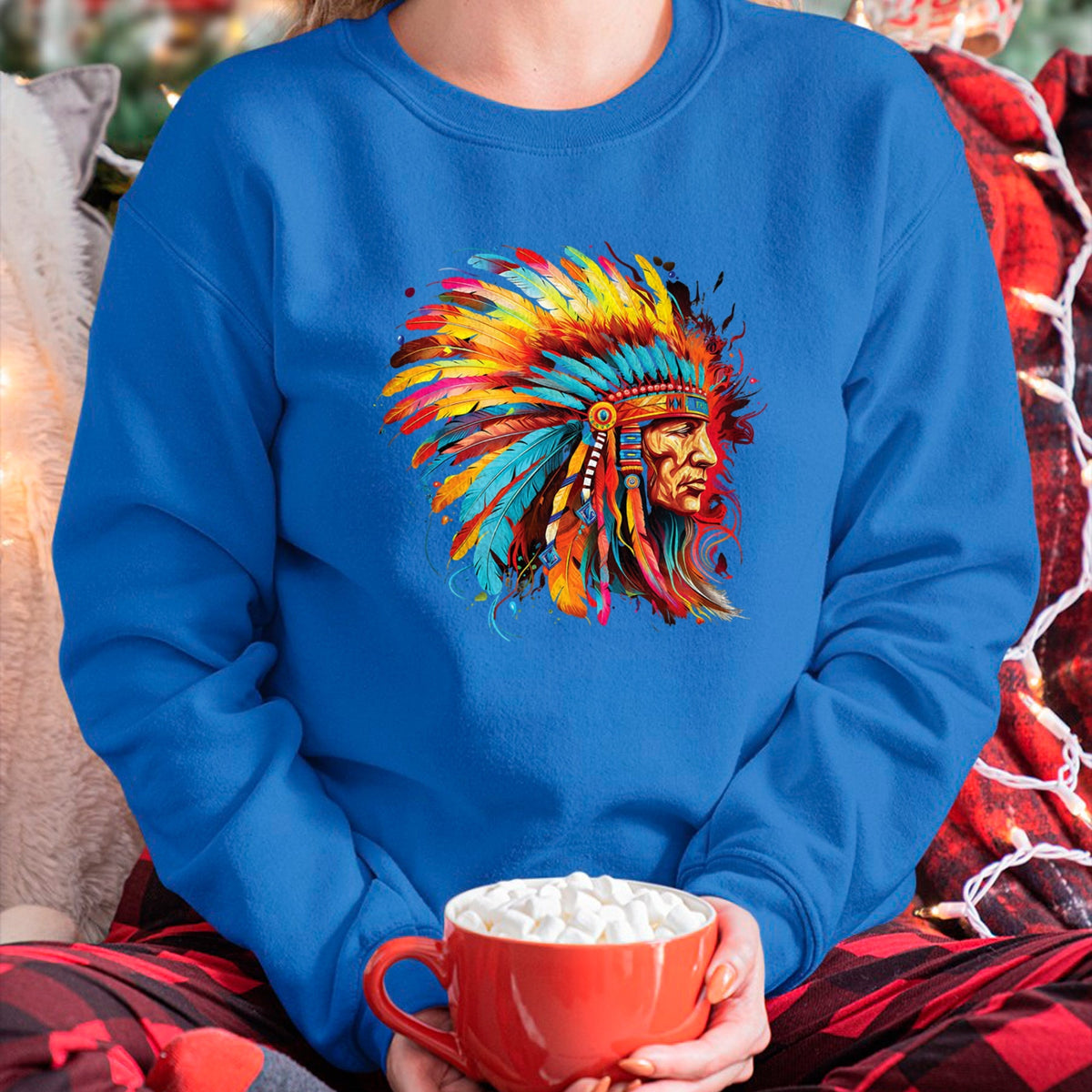 Native American T-Shirts, Vintage Native American Unisex T-Shirt/Hoodie/Sweatshirt HLT00 - Native American Indian Headdress design Tees Men Women