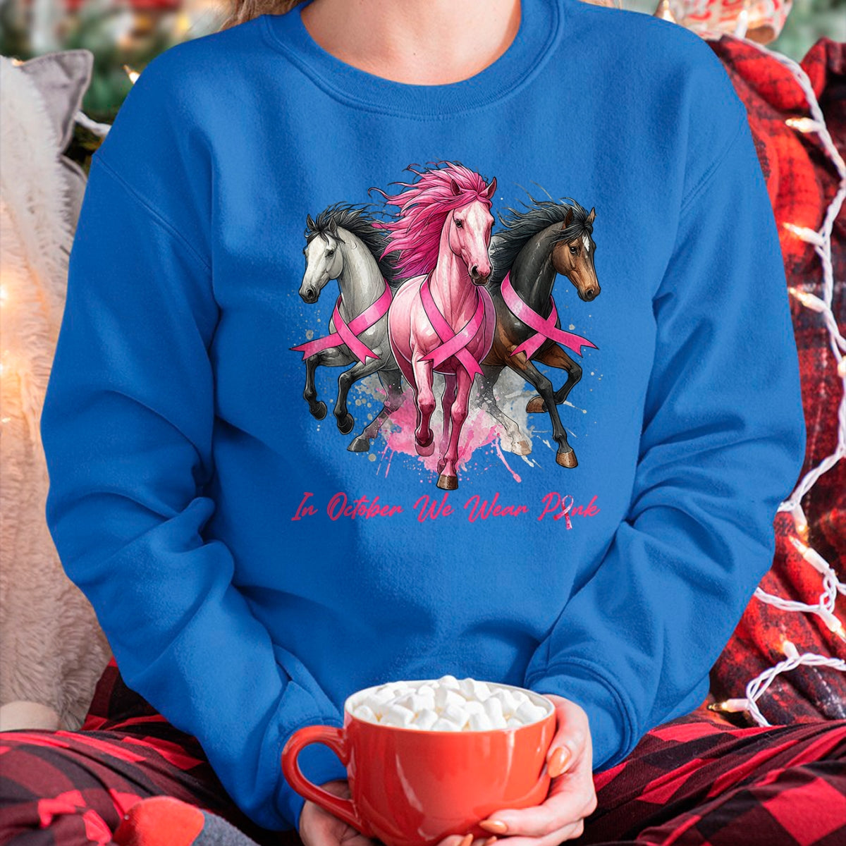 Best Horse Lover Shirt , Funny Horse UnisexT-Shirt/Hoodie/Sweatshirt HLT00 - in October We Wear Pink Horse Breast Cancer Awareness Women T-Shirt