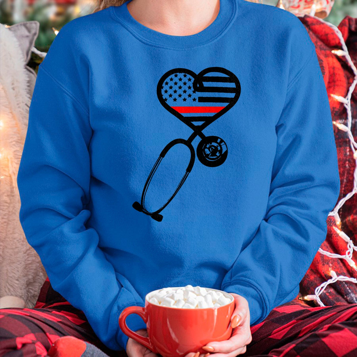 Funny Nurse Shirt, Nurse Unisex T-Shirt/Hoodie/Sweatshirt HLT00 - Firefighter Wife Thin Red Line Flag ER Nurse Support Gift T-Shirt
