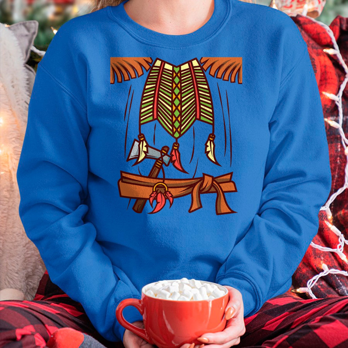 Native American T-Shirts, Vintage Native American Unisex T-Shirt/Hoodie/Sweatshirt HLT00 - Funny Native American Halloween Indian Simple Easy Costume T-Shirt (1)