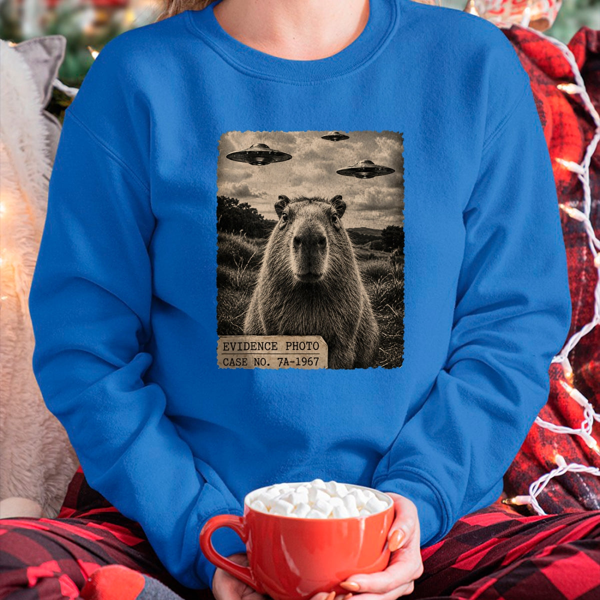 Cute Capybara Shirt, Funny Capybara Unisex T-Shirt/Hoodie/Sweatshirt HLT00 - Funny Capybara Graphic Tee Alien UFO Evidence Photo Vintage T-Shirt